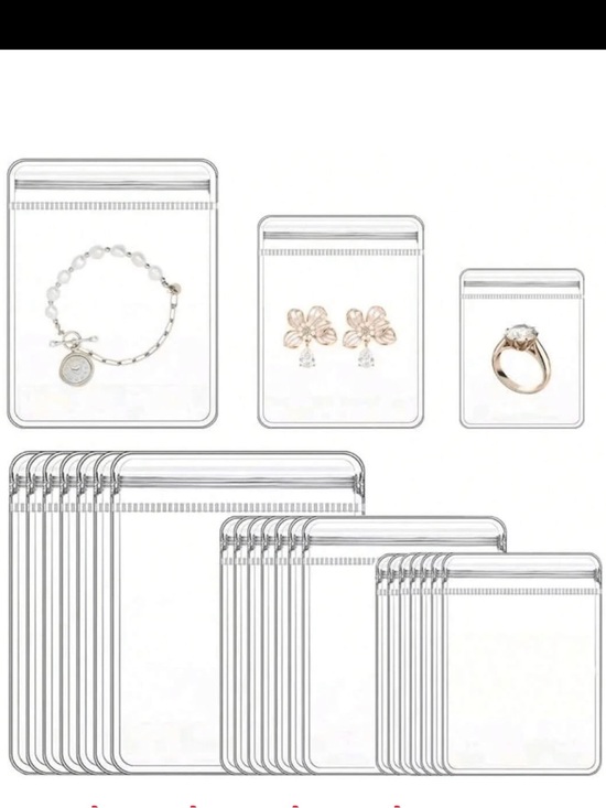 Jewelry - PVC Clear Resealable Plastic Zip Bags - Multipack 60 bags 30S, 20M, 10L